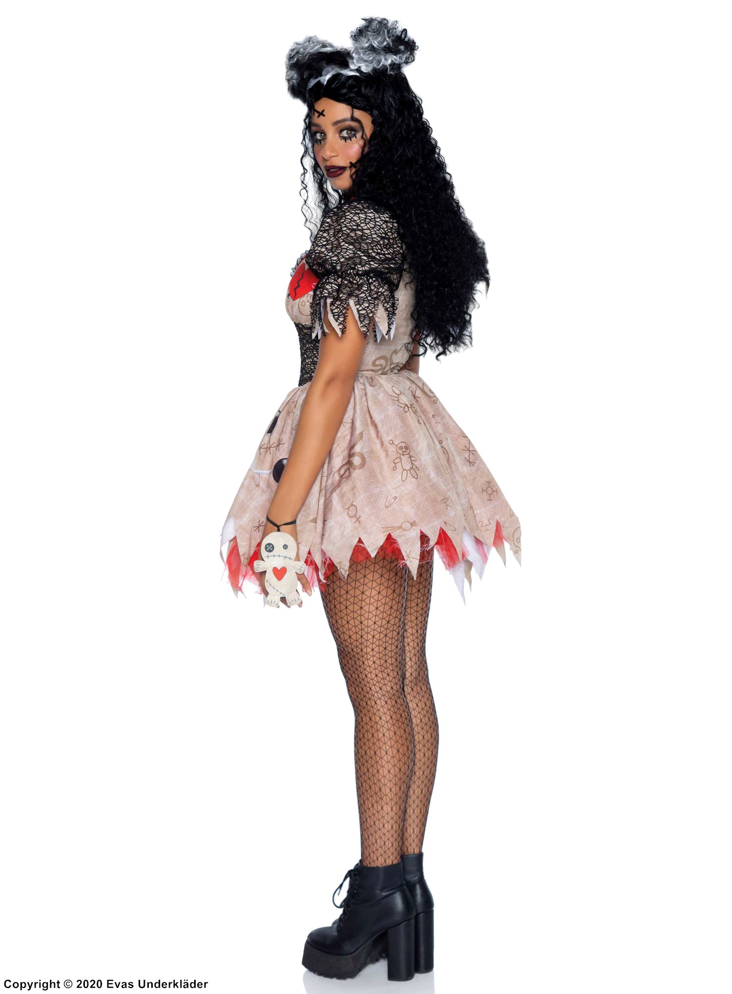 Voodoo doll, costume dress, tatters, stitches